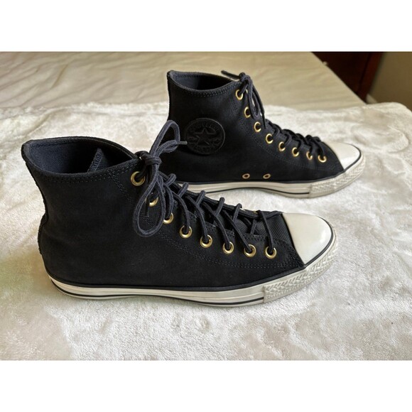 Converse Chuck Taylor All Star Black Hi Top Leather Sneakers - Men’s Sz 9 - Picture 2 of 8